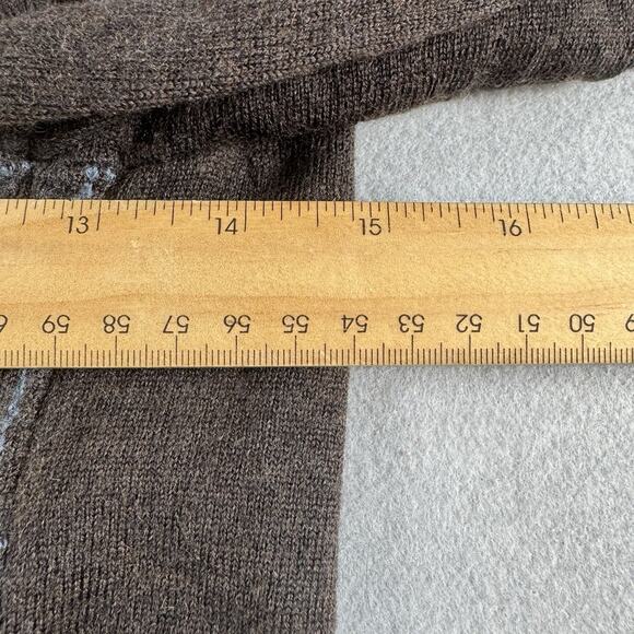 Merino Wool Sweater Women Med Brown Textured V-Neck Knit Top Y2K 90s Era Classic - Picture 12 of 15